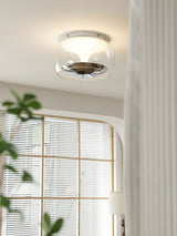 Modern Glass Pendulum Flush Mount Ceiling Light with Integrated LED Concentric Rings