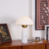 Modern Peono Alabaster Sphere Table Lamp Elegant Glass and Metal Nightstand Light