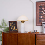 Modern Peono Alabaster Sphere Table Lamp Elegant Glass and Metal Nightstand Light
