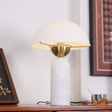Modern Peono Alabaster Sphere Table Lamp Elegant Glass and Metal Nightstand Light