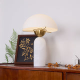 Modern Peono Alabaster Sphere Table Lamp Elegant Glass and Metal Nightstand Light