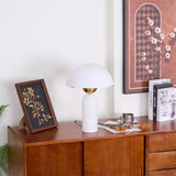 Modern Peono Alabaster Sphere Table Lamp Elegant Glass and Metal Nightstand Light