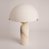 Modern Peono Alabaster Sphere Table Lamp Elegant Glass and Metal Nightstand Light
