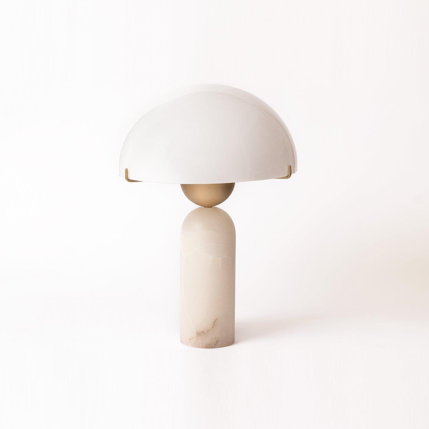 Modern Peono Alabaster Sphere Table Lamp Elegant Glass and Metal Nightstand Light