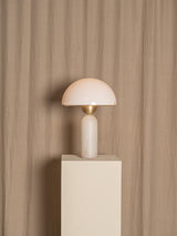 Modern Peono Alabaster Sphere Table Lamp Elegant Glass and Metal Nightstand Light