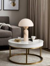 Modern Peono Alabaster Sphere Table Lamp Elegant Glass and Metal Nightstand Light