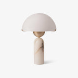 Modern Peono Alabaster Sphere Table Lamp Elegant Glass and Metal Nightstand Light