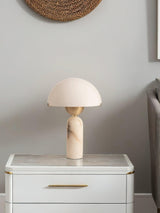 Modern Peono Alabaster Sphere Table Lamp Elegant Glass and Metal Nightstand Light