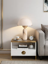 Modern Peono Alabaster Sphere Table Lamp Elegant Glass and Metal Nightstand Light