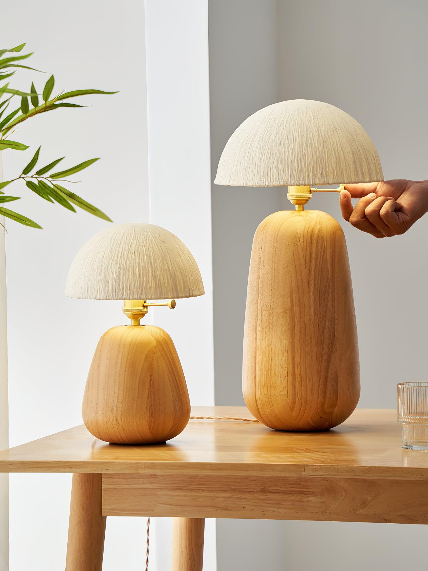 Minimalist Rice Paper Table Lamp Solid Wood Organic Design for Bedroom and Office Desk