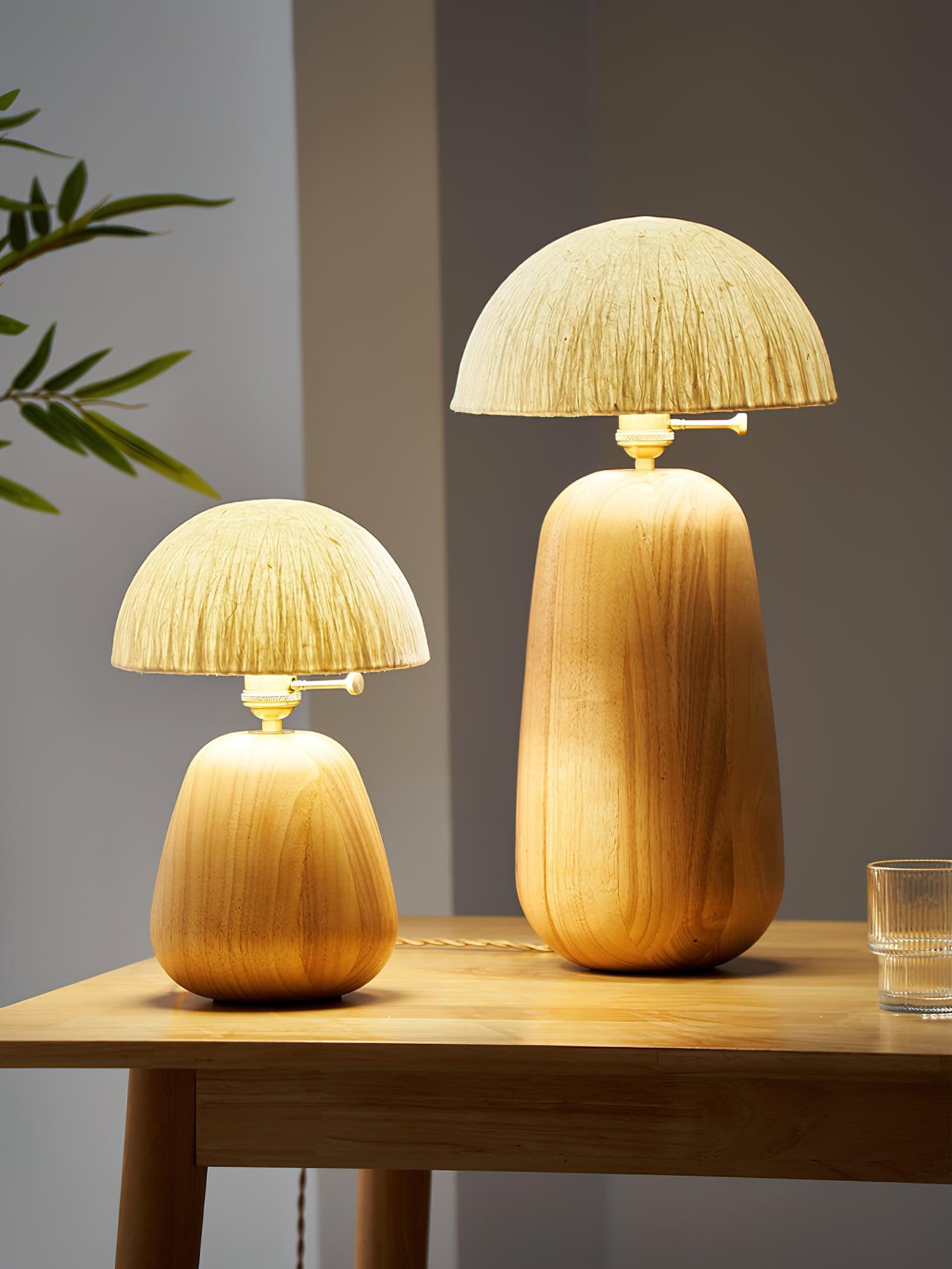 Minimalist Rice Paper Table Lamp Solid Wood Organic Design for Bedroom and Office Desk
