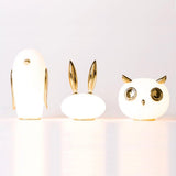 Animal Shaped Glass Table Lamp Modern Owl Rabbit Penguin Gold Bedside Nightstand Light