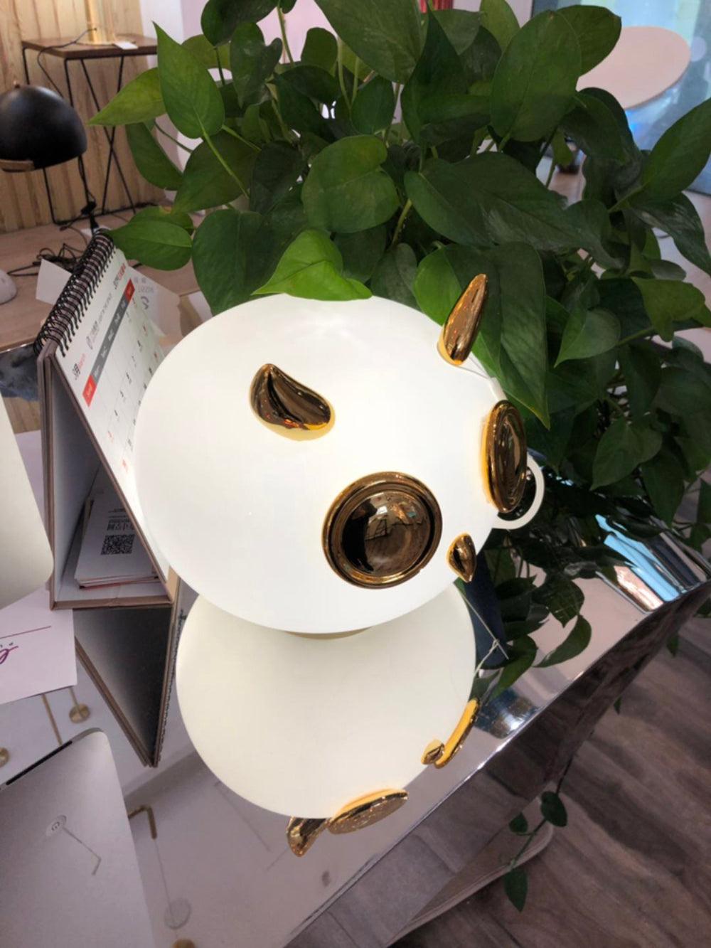 Animal Shaped Glass Table Lamp Modern Owl Rabbit Penguin Gold Bedside Nightstand Light
