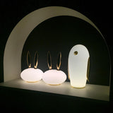 Animal Shaped Glass Table Lamp Modern Owl Rabbit Penguin Gold Bedside Nightstand Light