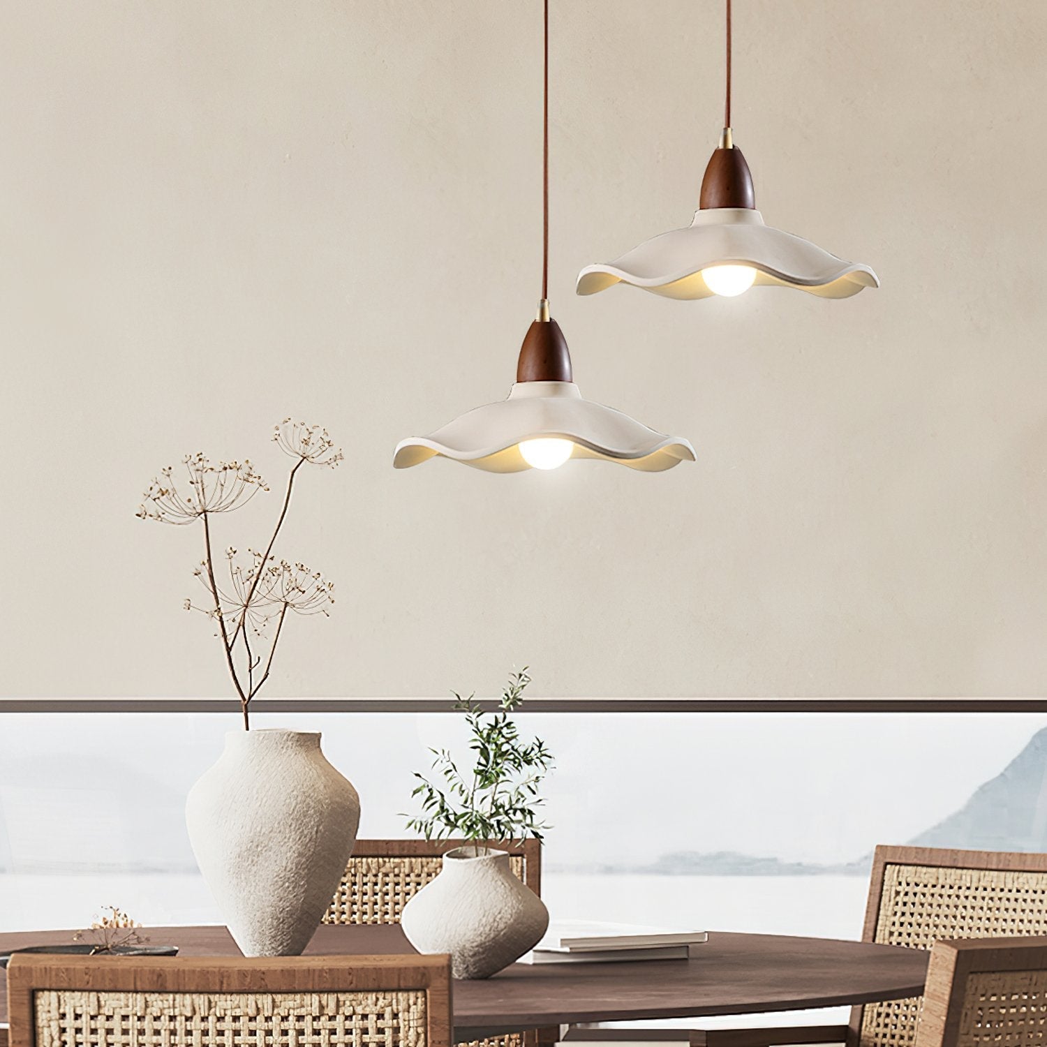 modern-petal-concrete-hanging-ceiling-lamp-with-walnut-wood-base-for-elegant-living-spaces