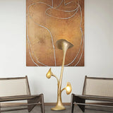 Modern Petunia Sculpture Torchiere Floor Lamp with Integrated LED Gold Finish