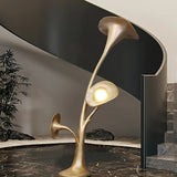 Modern Petunia Sculpture Torchiere Floor Lamp with Integrated LED Gold Finish