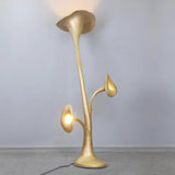 Modern Petunia Sculpture Torchiere Floor Lamp with Integrated LED Gold Finish