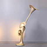 Modern Petunia Sculpture Torchiere Floor Lamp with Integrated LED Gold Finish