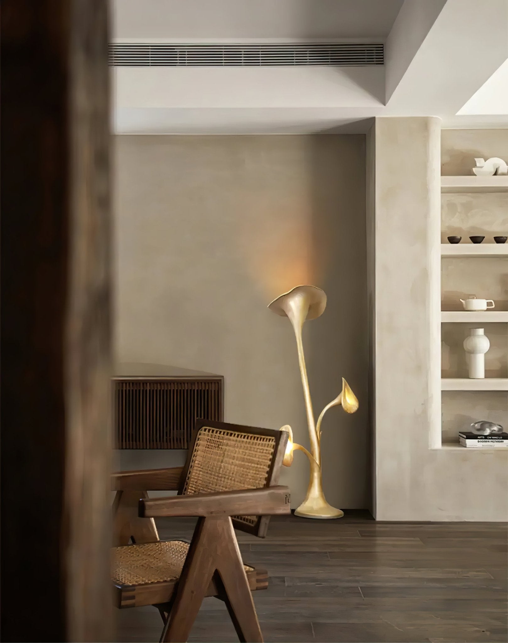 Modern Petunia Sculpture Torchiere Floor Lamp with Integrated LED Gold Finish