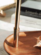 Nordic Wood Base Table Lamp with Pleated Fabric Shade and Candle Warmer Function