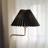 Nordic Wood Base Table Lamp with Pleated Fabric Shade and Candle Warmer Function
