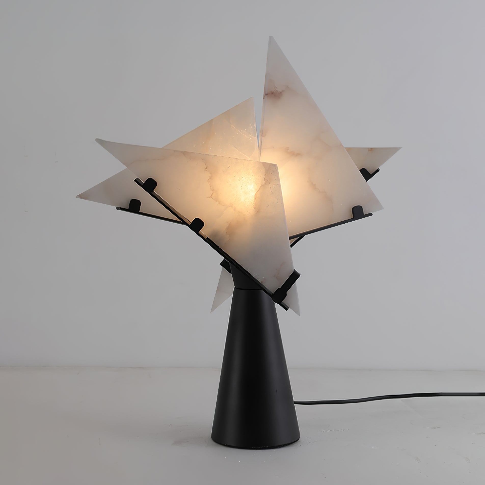 Modern Alabaster Accent Table Lamp Sculptural Natural Stone LED Desk Light