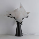 Modern Alabaster Accent Table Lamp Sculptural Natural Stone LED Desk Light