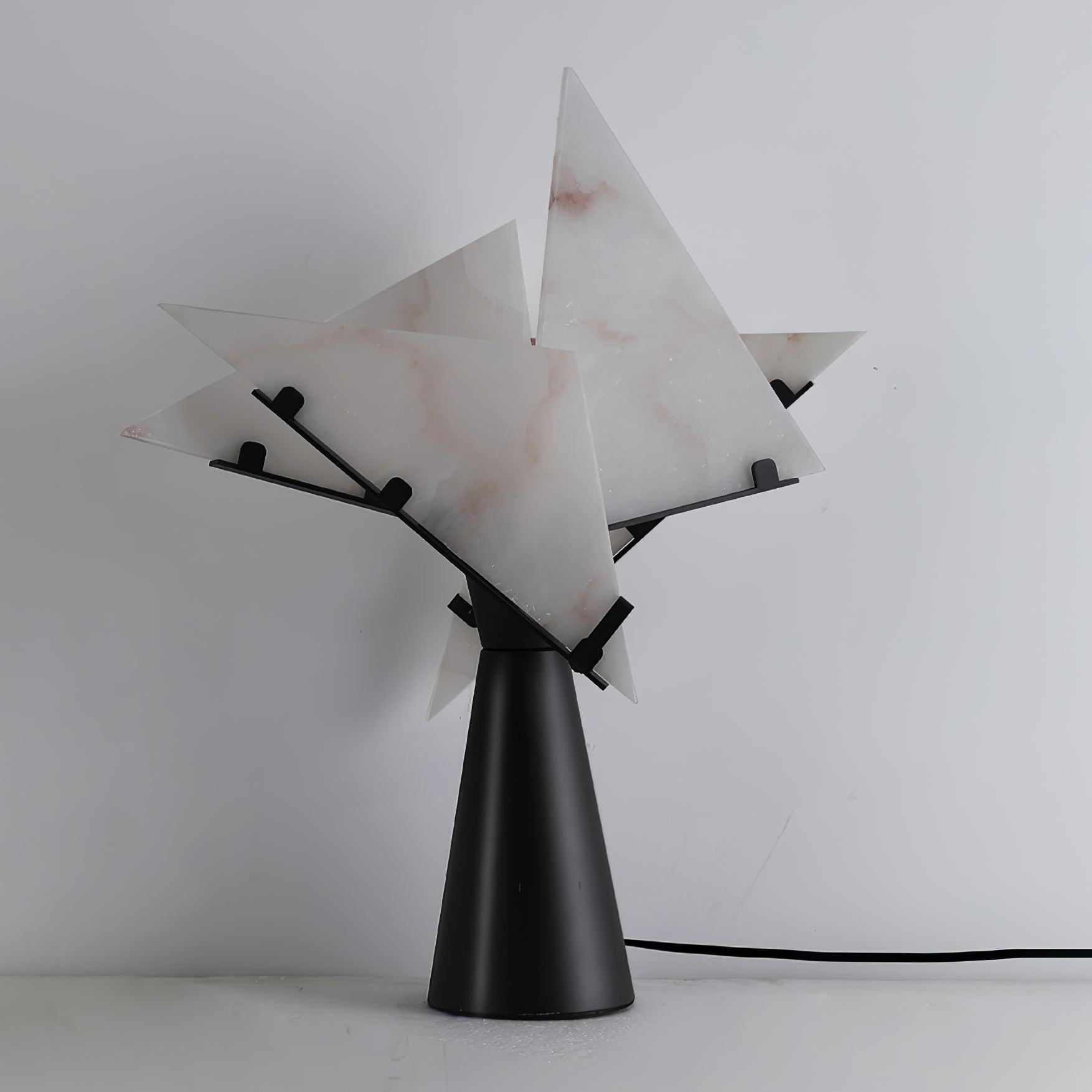 Modern Alabaster Accent Table Lamp Sculptural Natural Stone LED Desk Light
