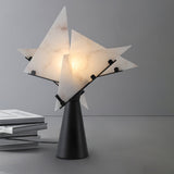 Modern Alabaster Accent Table Lamp Sculptural Natural Stone LED Desk Light