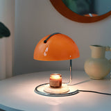 Modern Minimalist Chrome Table Lamp with Glass Shade for Reading and Candle Warming