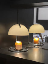 Modern Minimalist Chrome Table Lamp with Glass Shade for Reading and Candle Warming