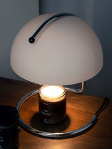 Modern Minimalist Chrome Table Lamp with Glass Shade for Reading and Candle Warming