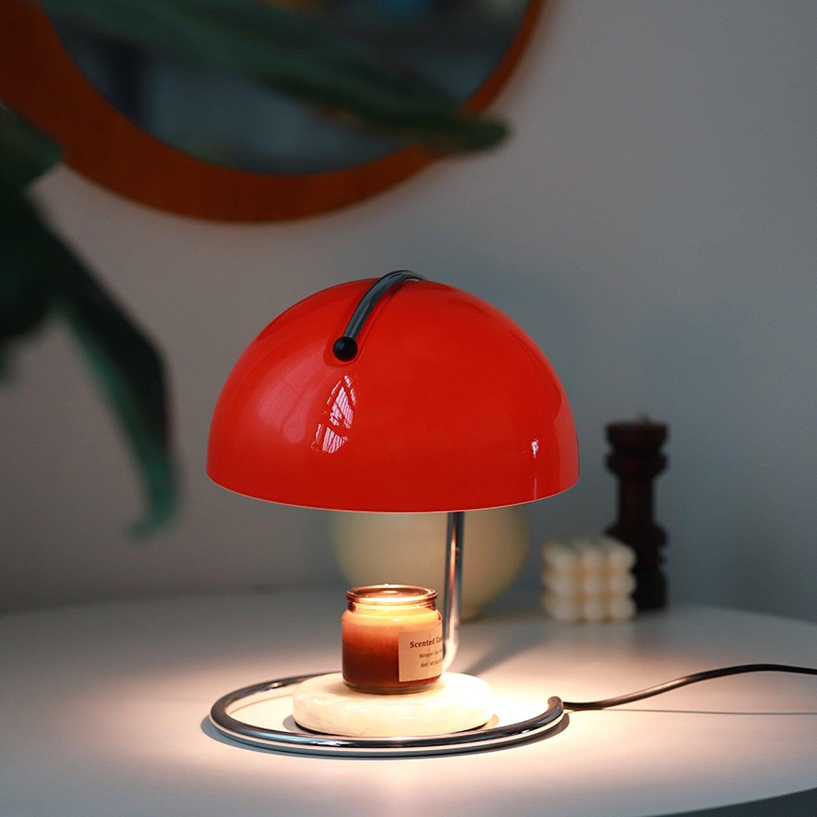 Modern Minimalist Chrome Table Lamp with Glass Shade for Reading and Candle Warming
