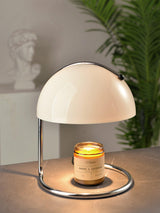 Modern Minimalist Chrome Table Lamp with Glass Shade for Reading and Candle Warming