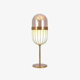 Modern Gold Pill Table Lamp with Mouth Blown Glass Shade for Office and Bedroom Ambient Lighting