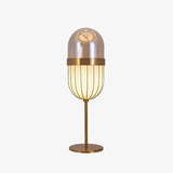 Modern Gold Pill Table Lamp with Mouth Blown Glass Shade for Office and Bedroom Ambient Lighting