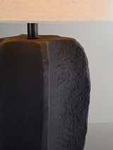 handcrafted-black-geometric-ceramic-table-lamp-with-white-fabric-shade-for-modern-living-room