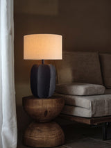 handcrafted-black-geometric-ceramic-table-lamp-with-white-fabric-shade-for-modern-living-room