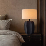 handcrafted-black-geometric-ceramic-table-lamp-with-white-fabric-shade-for-modern-living-room