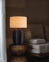 handcrafted-black-geometric-ceramic-table-lamp-with-white-fabric-shade-for-modern-living-room