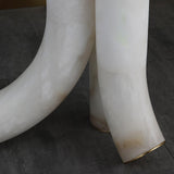 Minimalist Piped Alabaster Floor Lamp with Natural Stone Shades and Brass Body