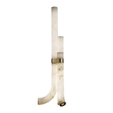 Minimalist Piped Alabaster Floor Lamp with Natural Stone Shades and Brass Body