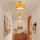 Bauhaus Inspired Mid Century Modern Glass Disc Ceiling Lamp Vintage Wood Light Fixture