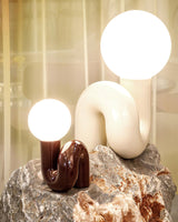 Modern Resin N Shape Table Lamp with Glass Globe for Creative Bedside and Office Lighting