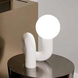 Modern Resin N Shape Table Lamp with Glass Globe for Creative Bedside and Office Lighting
