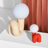 Modern Resin N Shape Table Lamp with Glass Globe for Creative Bedside and Office Lighting