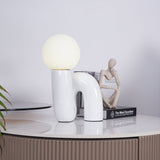 Modern Resin N Shape Table Lamp with Glass Globe for Creative Bedside and Office Lighting