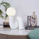 Modern Resin N Shape Table Lamp with Glass Globe for Creative Bedside and Office Lighting