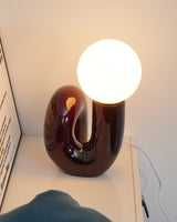 Modern Resin N Shape Table Lamp with Glass Globe for Creative Bedside and Office Lighting